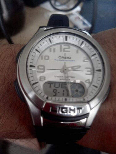 CASIO卡西欧双显指针男士手表AQ-180W-7B 便宜又耐用，精准记录每分每秒